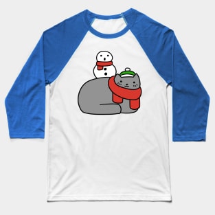 Snowman and Cat Baseball T-Shirt